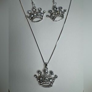 New crown tiara earrings and necklace set